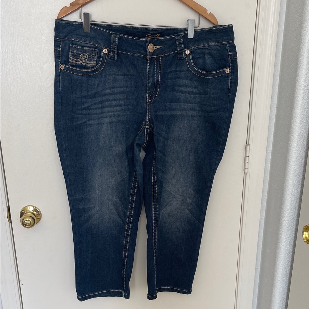 Seven7 Dark Blue Ankle Jeans
